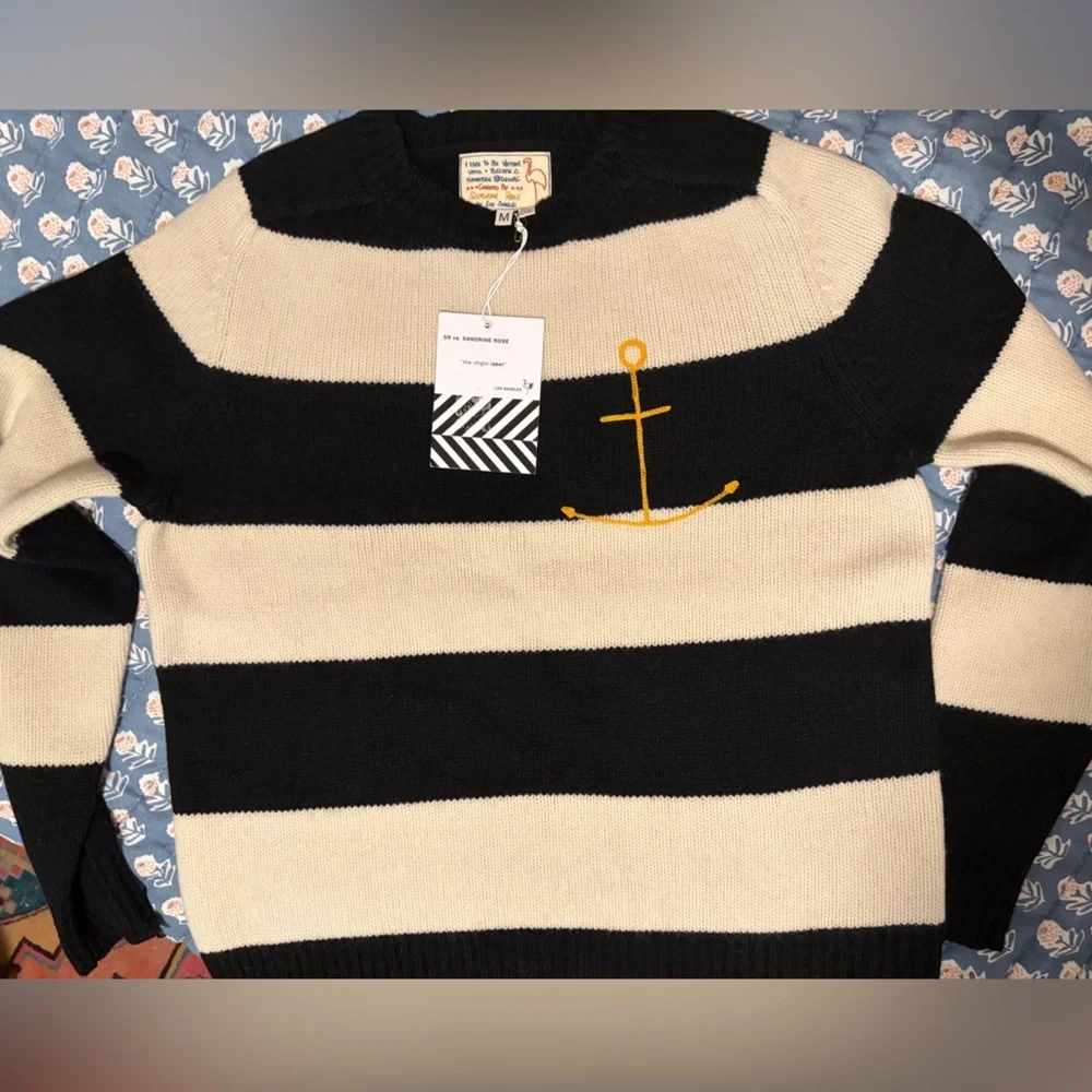 Sandrine Rose x Free People Karma Anchor Cashmere Sweater • Black/White • M NWT - Picture 4 of 5
